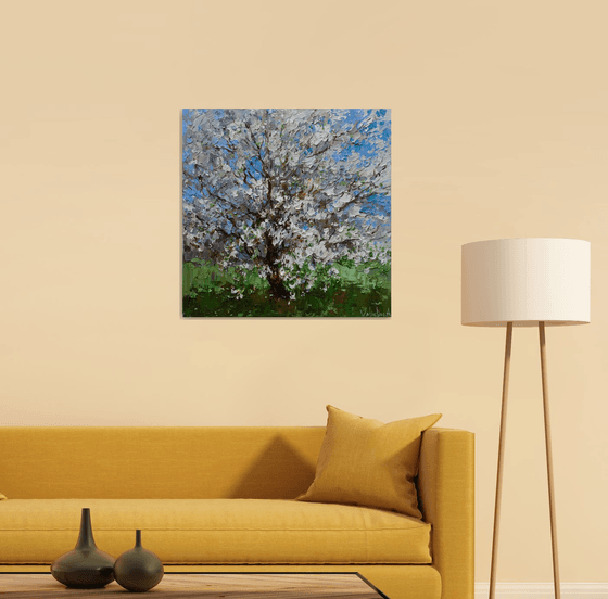 Flowering cherry tree - Original oil painting