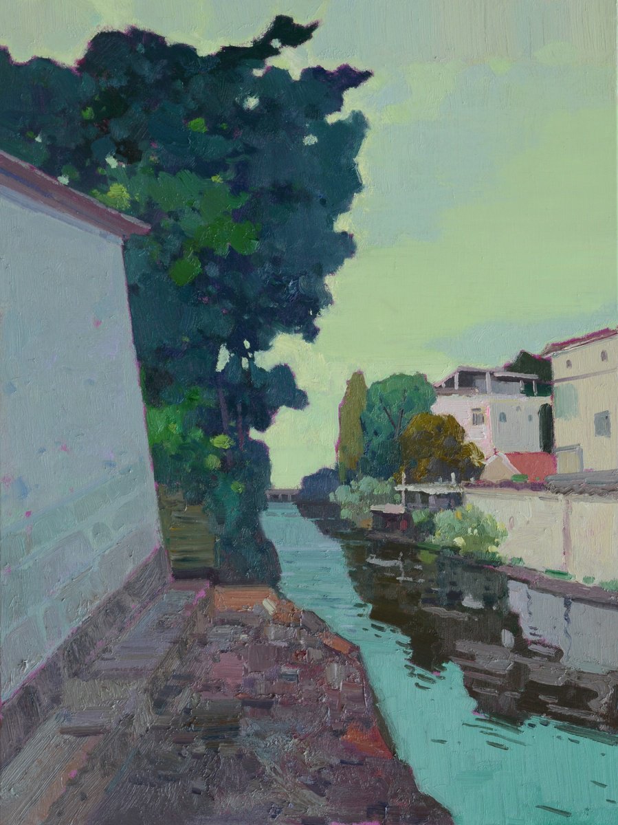 Impressionistic Landscape Oil Painting By Jianzhe Chon, 24 X 31, Landscape Oil Painting:chinese Rural Village 131, Artfinder