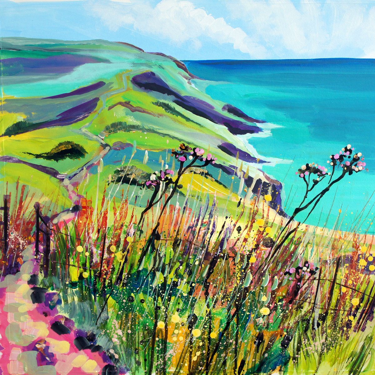 Bolberry Down - Path To Soar Mill Cove By Julia Rigby, 19 X 19, Artwork For Sale On Artfinder