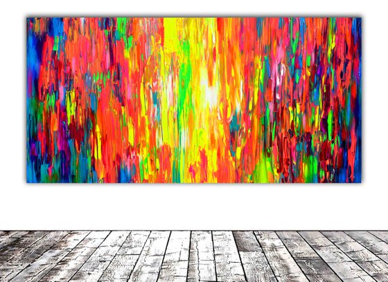 63x31.5'' Large Ready to Hang Abstract Painting - XXXL Huge Colourful Modern Abstract Big Painting, Large Colorful Painting - Ready to Hang, Hotel and Restaurant Wall Decoration, Happy Gypsy Dance