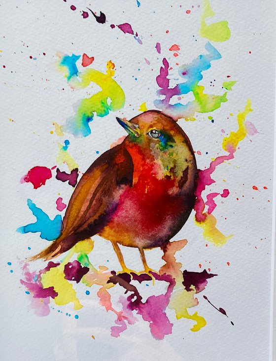 Framed Watercolour Robin