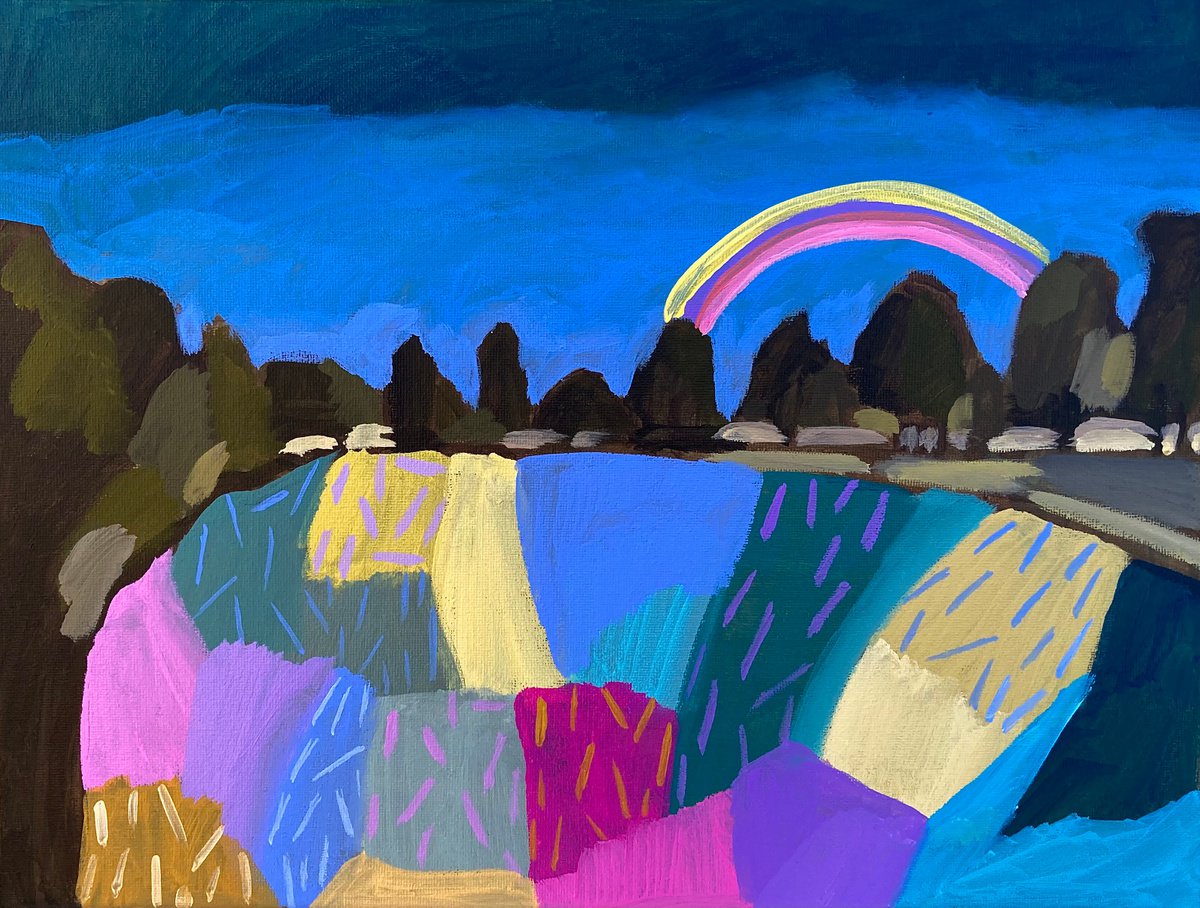 Landscape with rainbow 2. by LENKA STASTNA