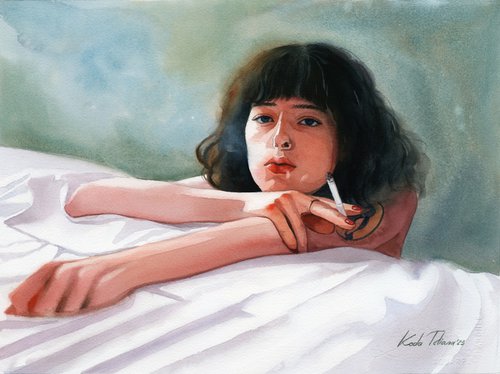 Girl with a cigarette by Tetiana Koda