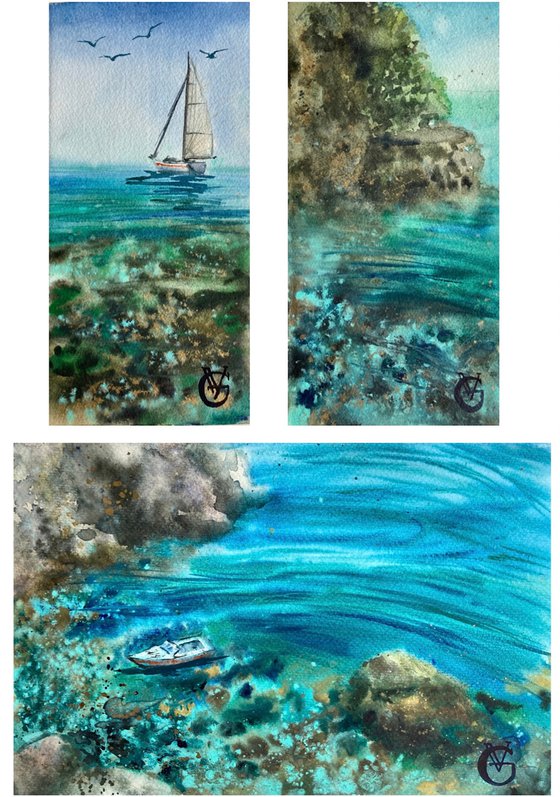 COTE D'AZURE - triptych