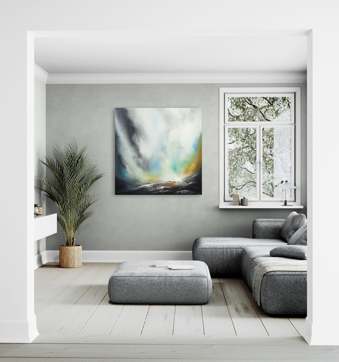 Impressionistic Landscape Oil Painting By Verity Westwood, 39 X 39", The Right Time, Original Artwork