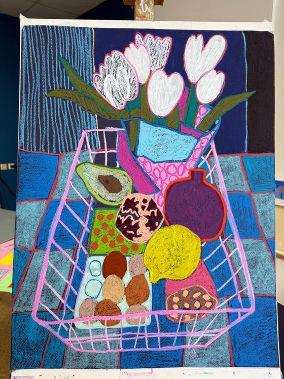 Pink Basket Still Life