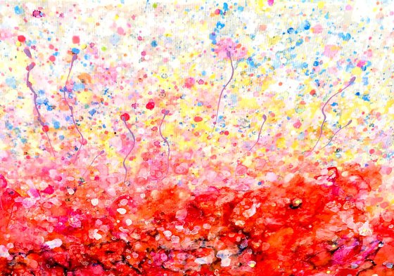 Abstract Poppy Field   #4  10 "X 10" X 0.5"  by @OLenaArt