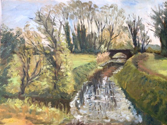 River Wantsum near Sarre Kent An original oil painting on canvas board.