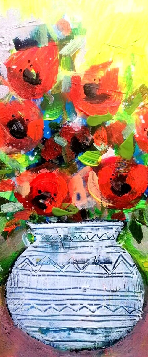 Poppies in a vase by Anna Maria