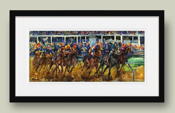 The Race No. 2 - Horse Watercolor by Kathy Morton Stanion