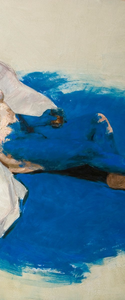 nude man in blue by Olivier Payeur