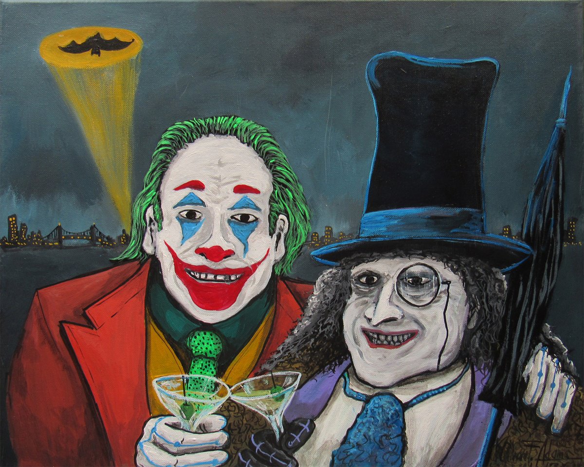 Illustrative Abstract Acrylic Painting By William F. Adams, 20 X 16", Double Trouble!, Original Artwork