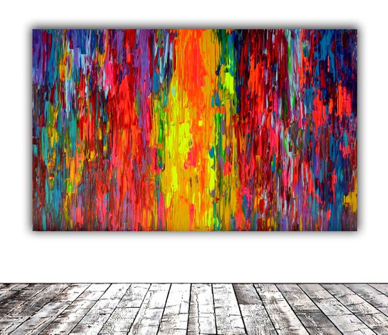 160x100x4 cm Happy Gypsy Girl Dancing Around the Fire 2 - XXXL Huge Modern Abstract Big Painting, FREE SHIPPING - Large Painting - Ready to Hang, Hotel and Restaurant Wall Decoration