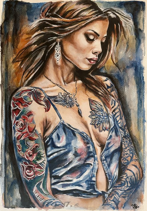 Girl with a Floral Tattoo by Misty Lady - M. Nierobisz
