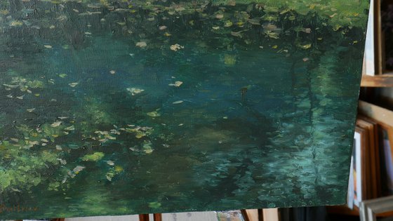 The Autumn Evening Backwater - original oil painting