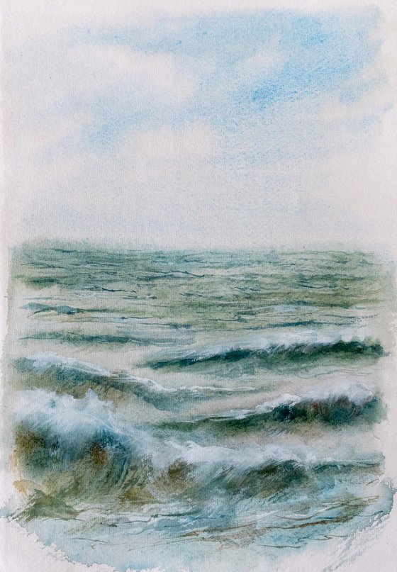 "Ocean Diary from September 6th, 2019" mixed-media painting