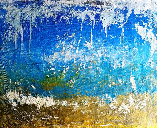 Falling sky (n.213) - abstract landscape - 92 x 75 x 2,50 cm - ready to hang - acrylic painting on stretched canvas by Alessio Mazzarulli