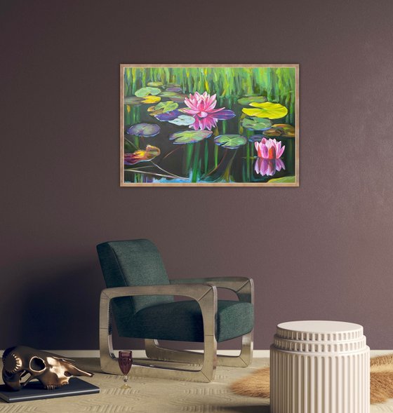 Colorful pond Water lilies 72.7 cm/50 cm