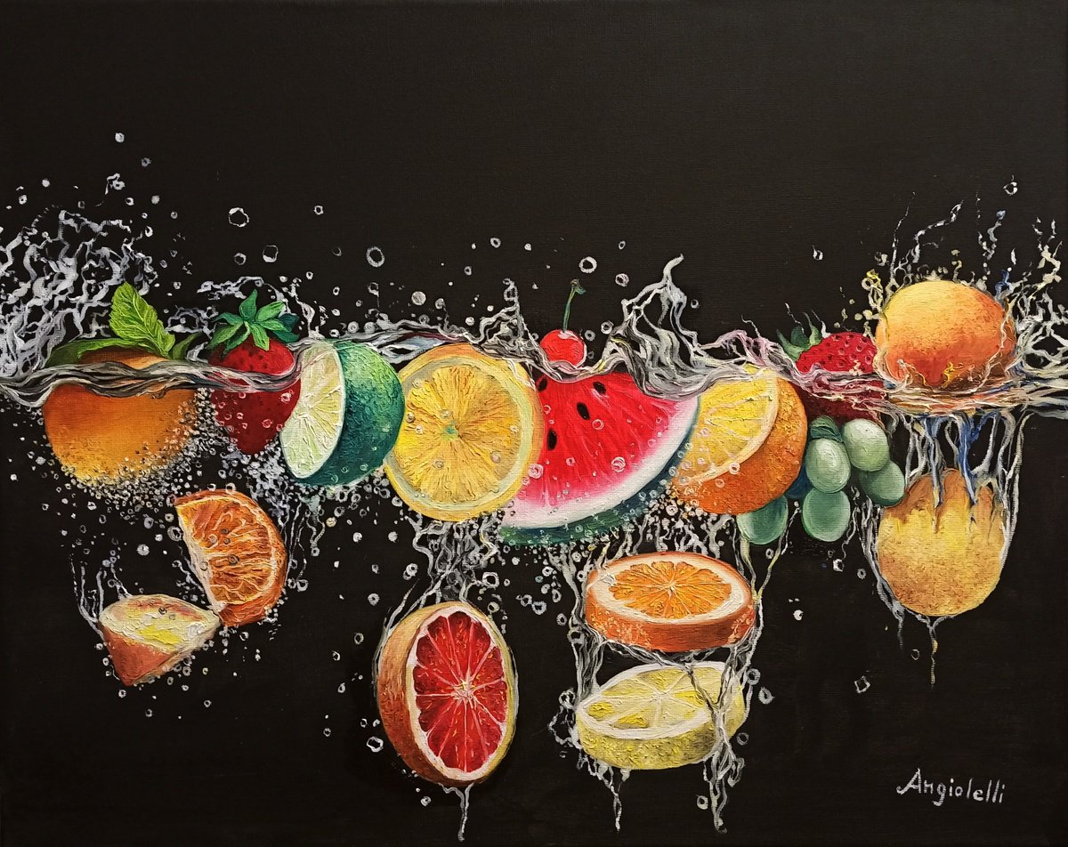 Photorealistic Oil Painting , Still Life With Fresh Fruit By Anna Rita Angiolelli, 20 X 16, Artwork For Sale On Artfinder