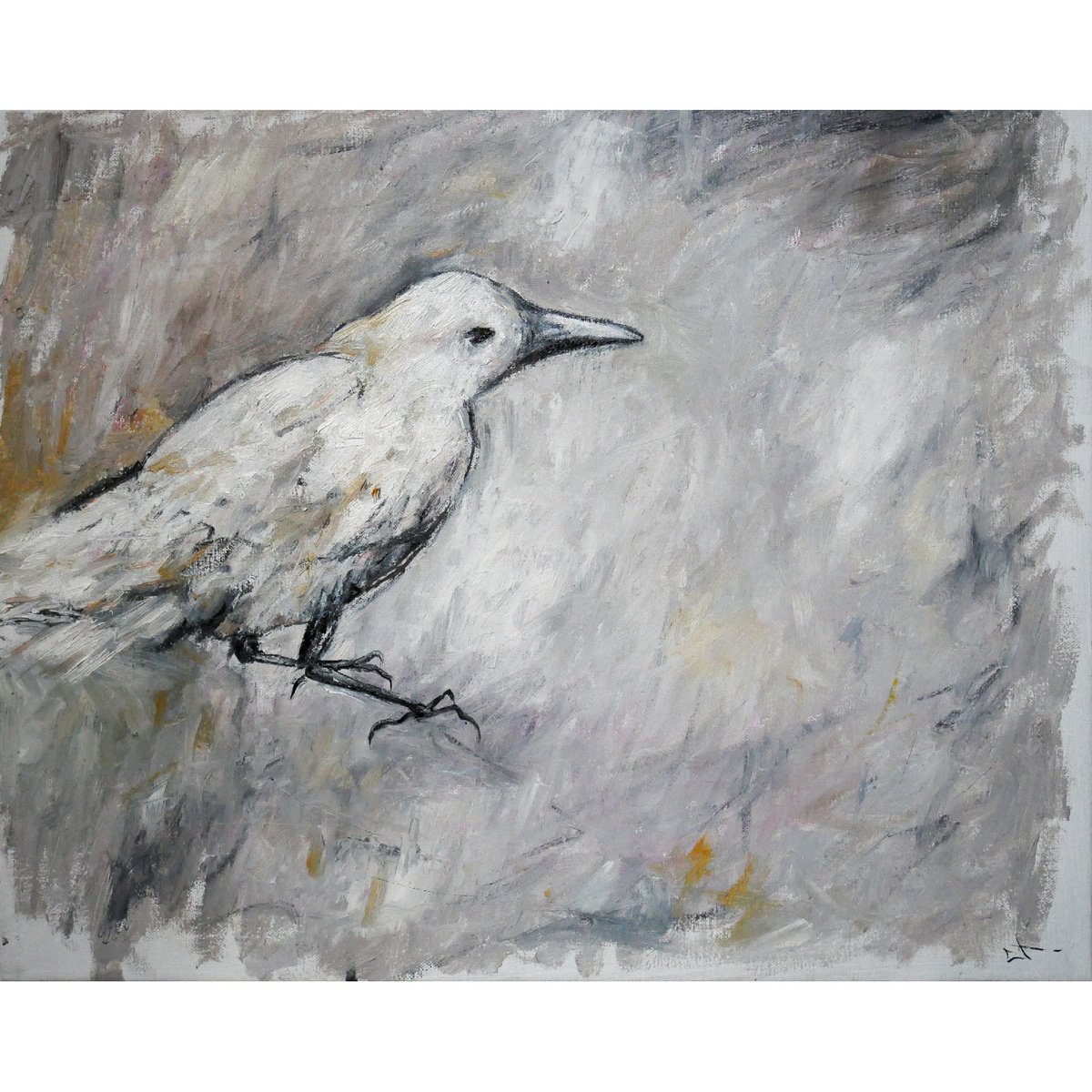 Expressive Animal Oil Painting By Lionel Le Jeune, 20 X 16", Bird, Original Artwork
