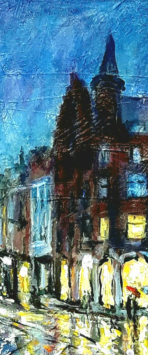 Rain and lights by Dimitris Voyiazoglou