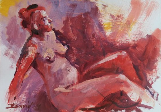 Nude-study female oil on paper