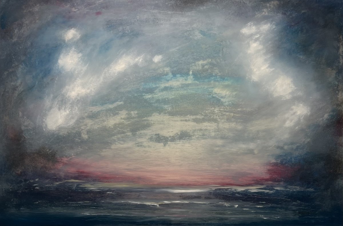 Abstract Landscape Oil Painting By Jonathan Speed, 30 X 20, Sundown, Original Artwork