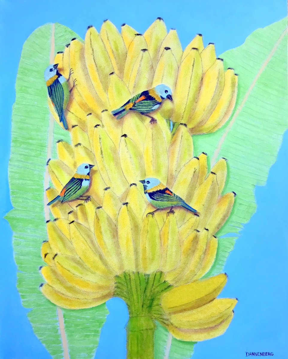 Impressionistic Animal Oil Painting By Leslie Dannenberg, 24 X 30", Birds Of A Feather Brazil, Original Artwork