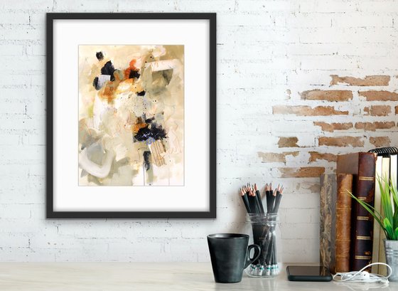 La tête en fête - Original abstract painting on paper - One of a kind