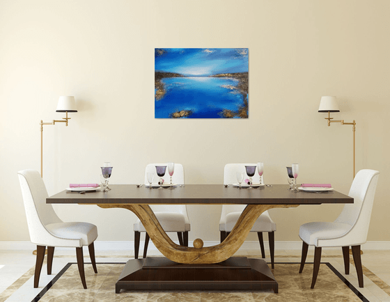 A large original modern semi-abstract seascape painting "Depth of the sea"