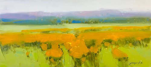 Meadow, Landscape Original oil painting, One of a kind Signed by Vahe Yeremyan