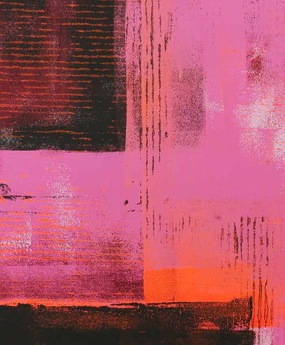 Abstract Painting - Black Pink Minimal -  Art on paper - A2 - 42x59,4cm - 15O