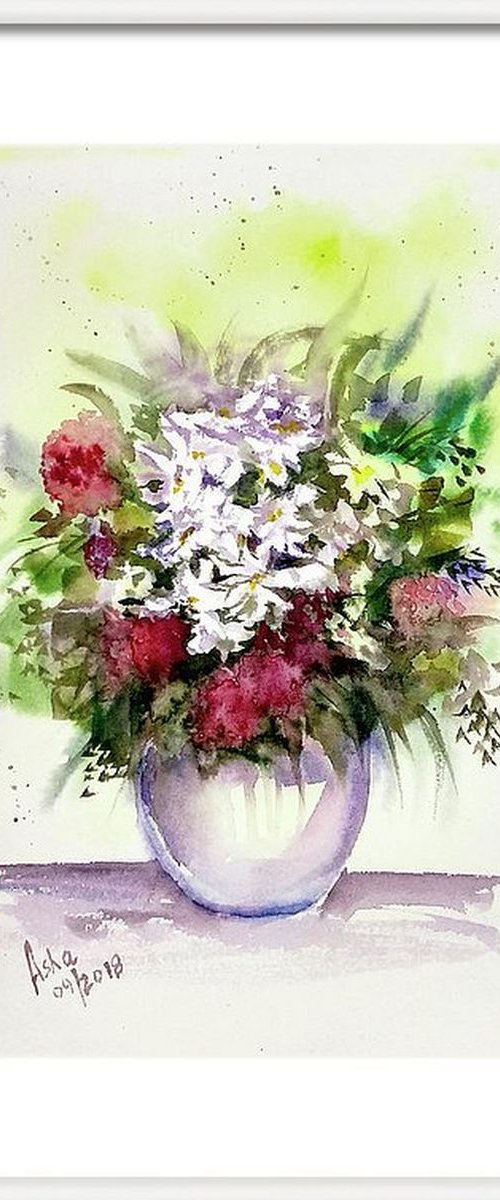 Vase of Wild Summer Flowers by Asha Shenoy