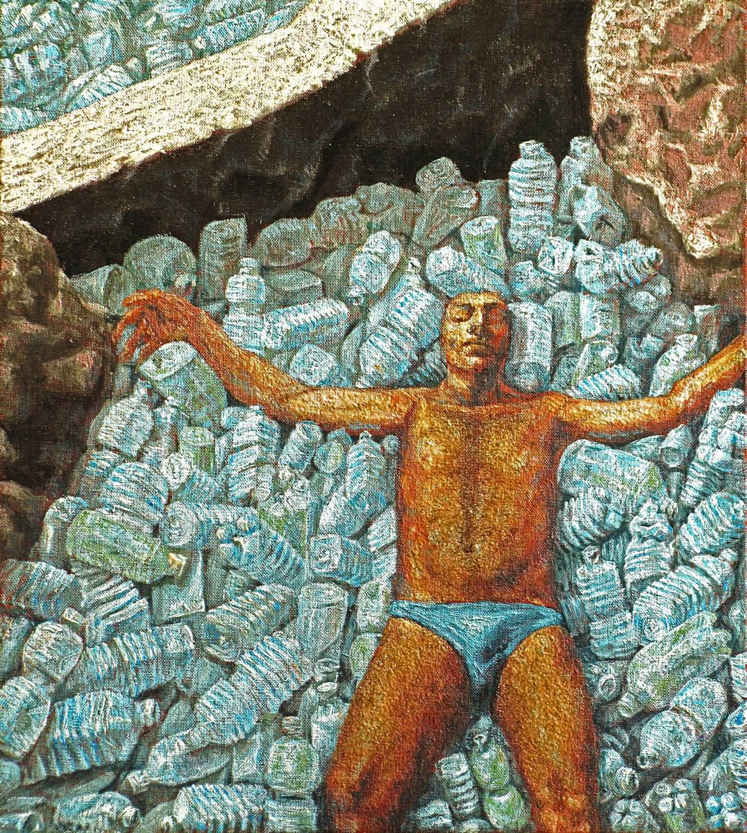 Portrait Oil Painting By Antonio Mele, 18 X 20, Sleep On The Water., Original Artwork