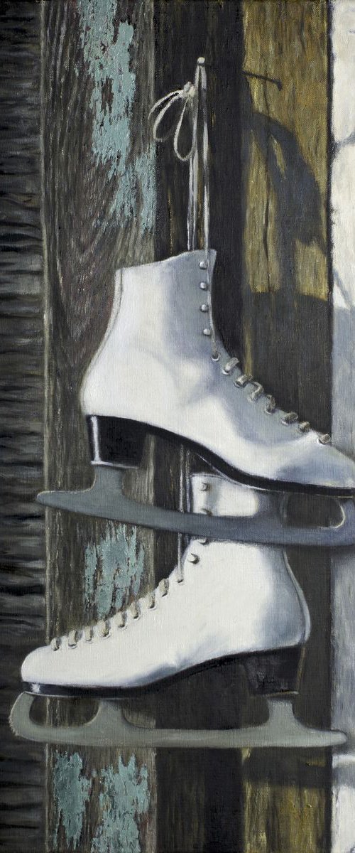 Ice Skates Hanging on the Barn Door by Andrew McNeile Jones