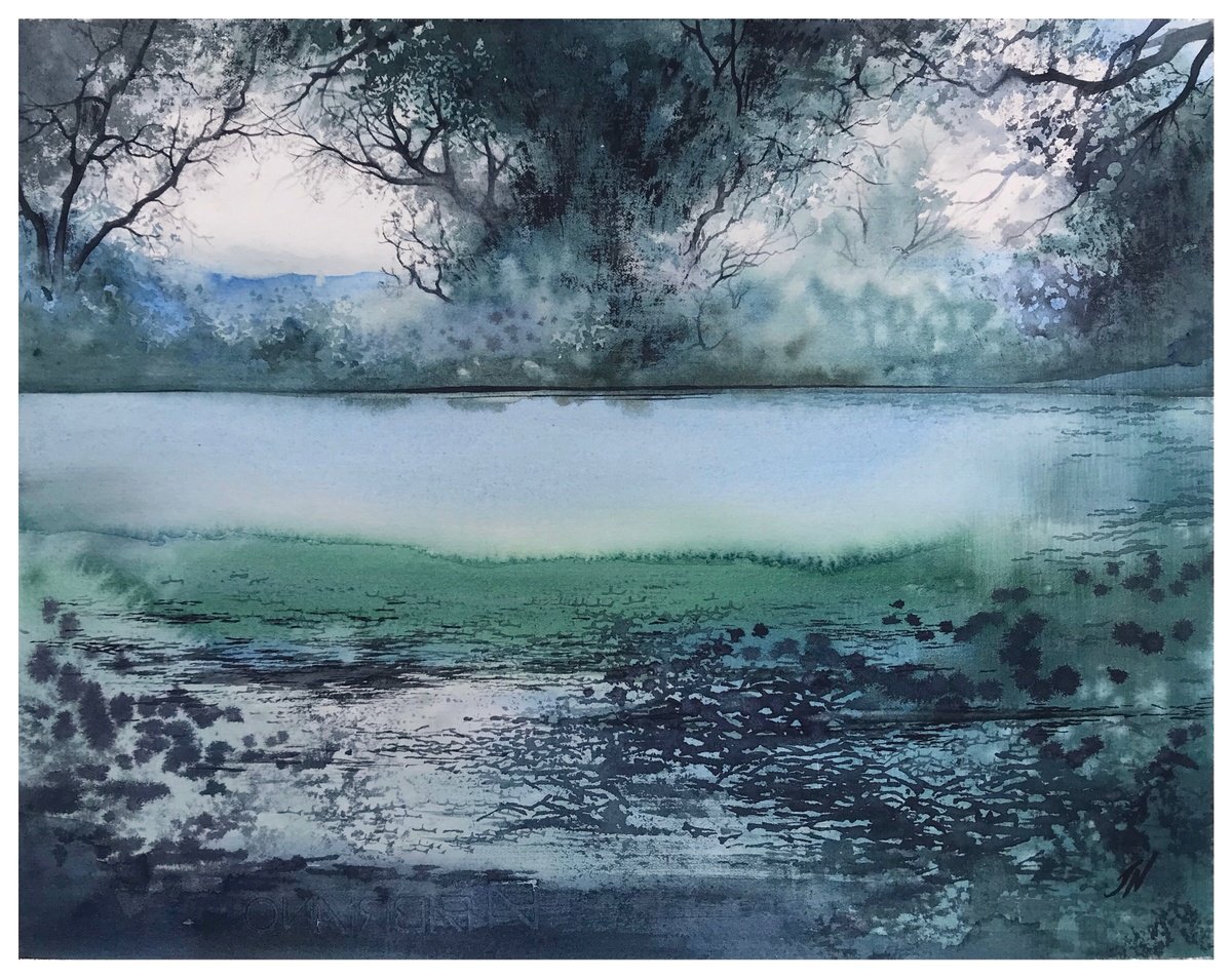 Impressionistic Landscape Watercolour By Nazar Grunyka, 15 X 12", Landscape, Original Artwork