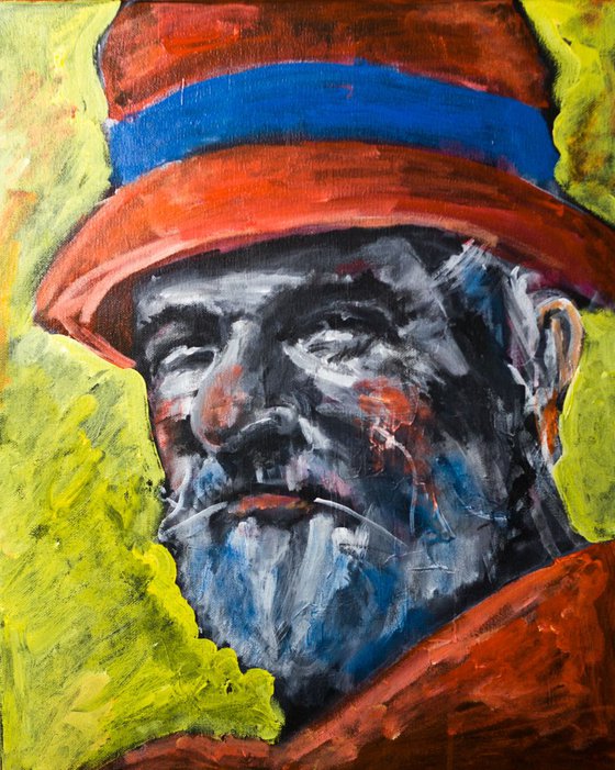 Man with a red hat (self-portrait)