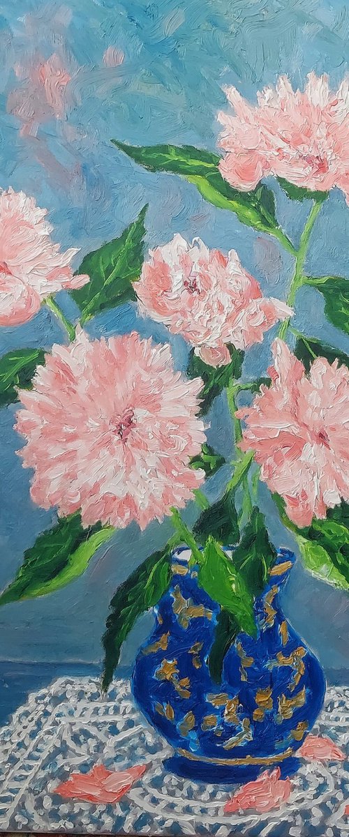 vase of peony roses #2 by Colin Ross Jack