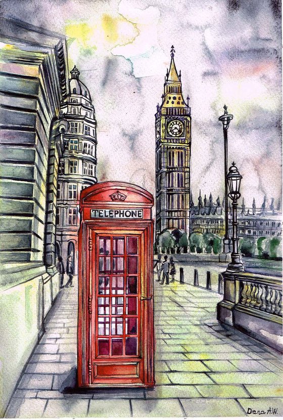 London Red Telephone Box And Big Ben