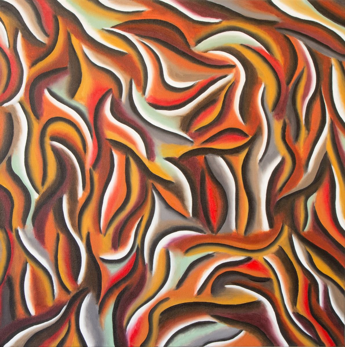 Abstract Acrylic Painting By Stefan Fierros, 24 X 24", Earth Rhythms- 3, Original Artwork