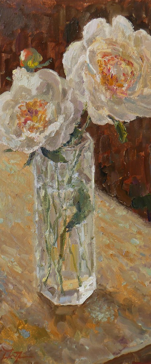 Peonies In The Glass by Nikolay Dmitriev