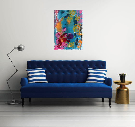 BLUE AND YELLOW ABSTRACT - Large Abstract Giclée print on Canvas - Limited Edition of 25 Artwork