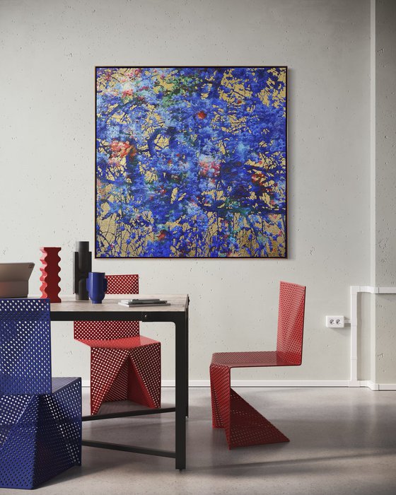 Cobalt & Gold cherry blossom