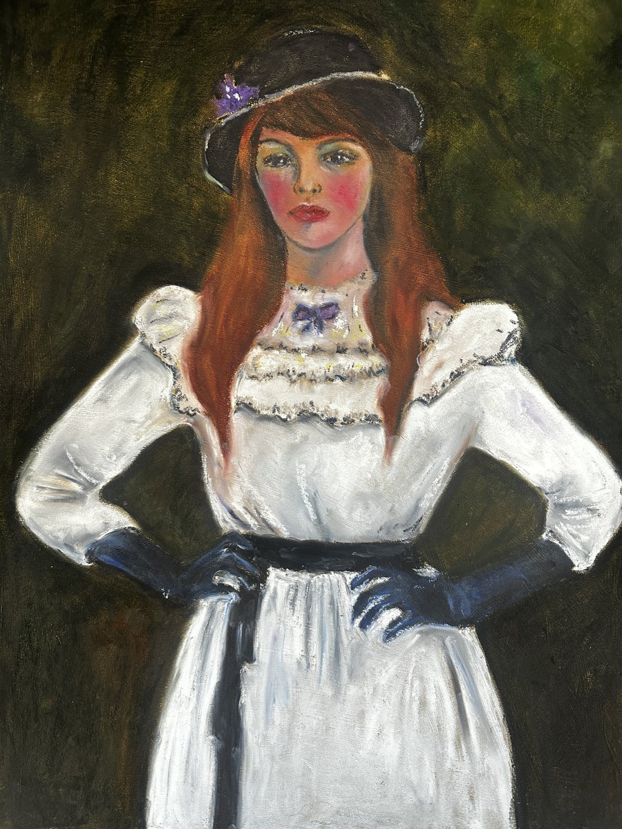 Impressionistic Portrait Pastel Drawing By Irina Anis, 16 X 22, Woman In A White Dress, Original Artwork