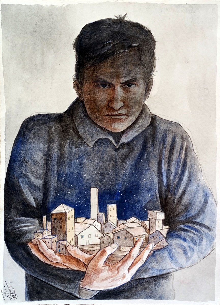 Illustrative Portrait Drawing By Paolo Beneforti, 11 X 15", The Inner City, Original Artwork