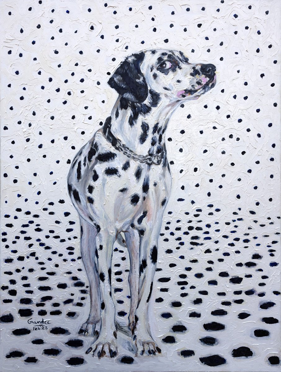 Photorealistic Animal Oil Painting By Gandee Vasan, 36 X 48, Spots R Us, Original Artwork