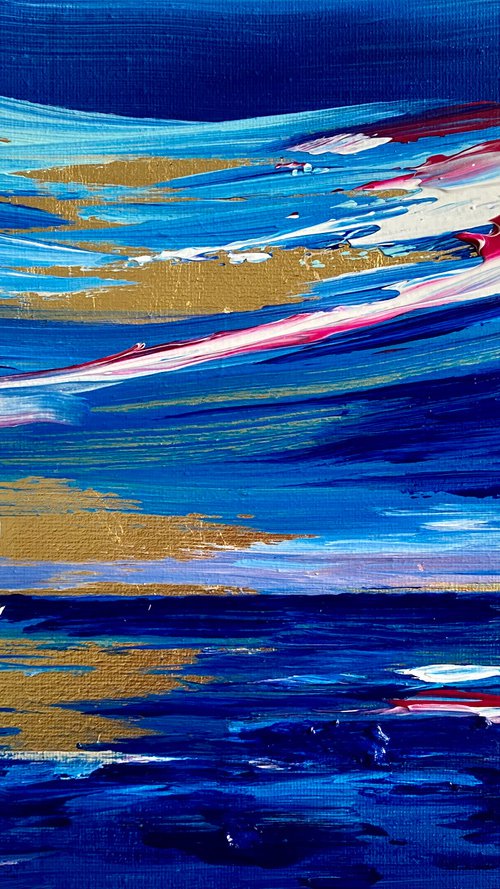 Abstract Seascape on Gold Leaf by Marja Brown