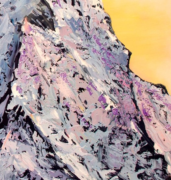 Matterhorn. Sunset. - original Swiss mountain landscape oil painting