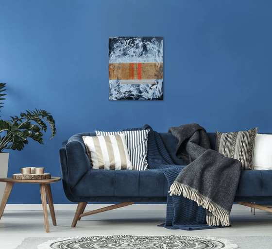 Blue abstract orange flow