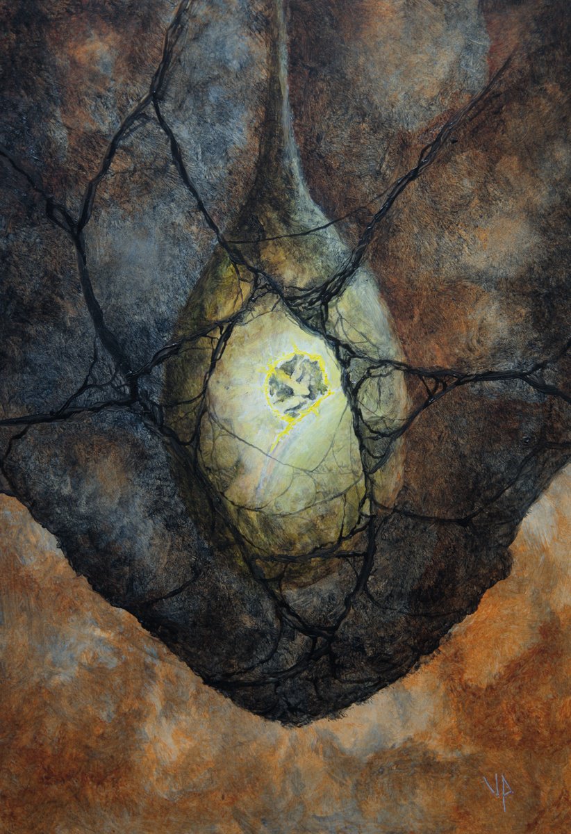 Abstract Oil Painting By Vadims Pjatrikovs, 8 X 12", Egg, Original Artwork